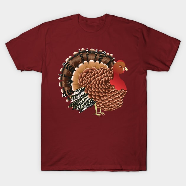 Cartoon Turkey Bird T-Shirt by AnnArtshock